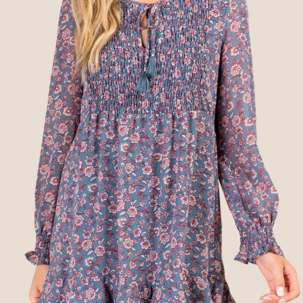 ***SOLD*** Helena Tie Front Floral Shift Dress - Picture 5 of 5